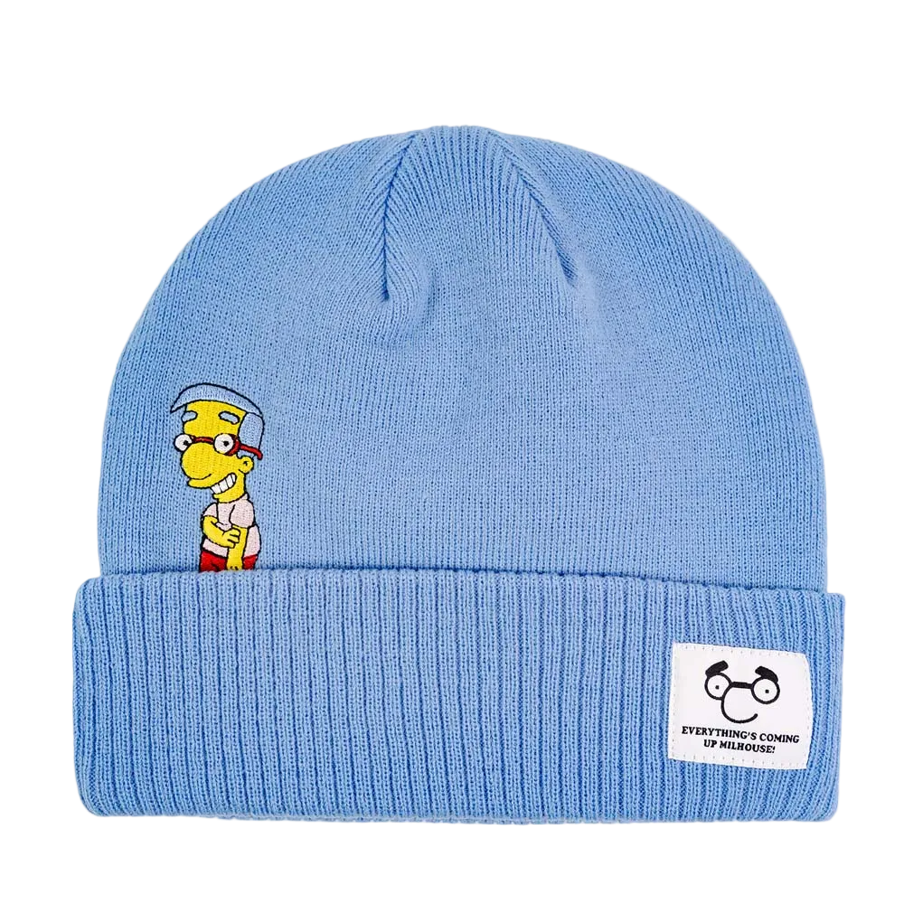 The Simpsons Milhouse Embroidered Knit Beanie Blue